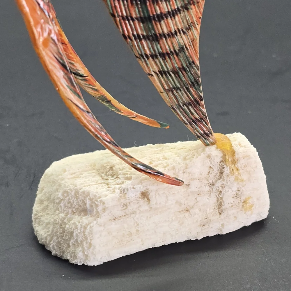 4 Hand Carved Hand Painted Tropical Fish on Real Coral Base 6